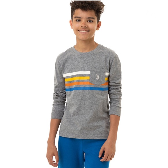 U.S. Polo Assn. Boys 👦🏻 Long Sleeve Stripe Pocket T-Shirt Sz XL(14-16) - Picture 1 of 8
